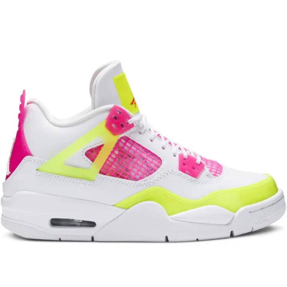 White and Neon Pink Sneakers